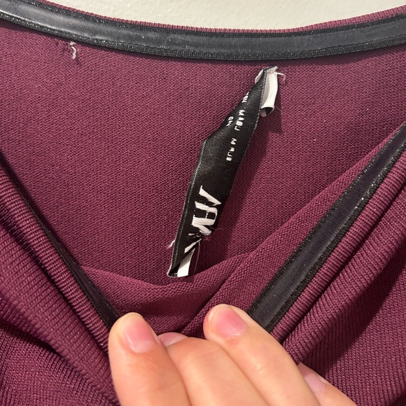 NWOT Zara Burgundy Combination Knit Mini dress Size M Long-sleeve Off Shoulder - Picture 6 of 10